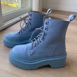 Light blue combat boots